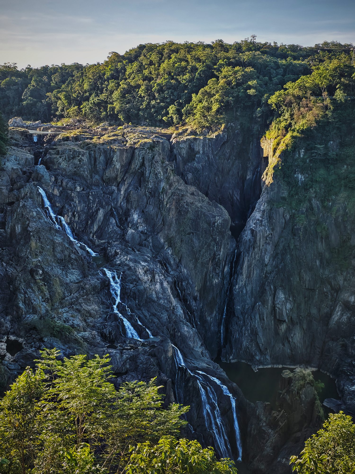 Falls cutting the gorge in three stages.