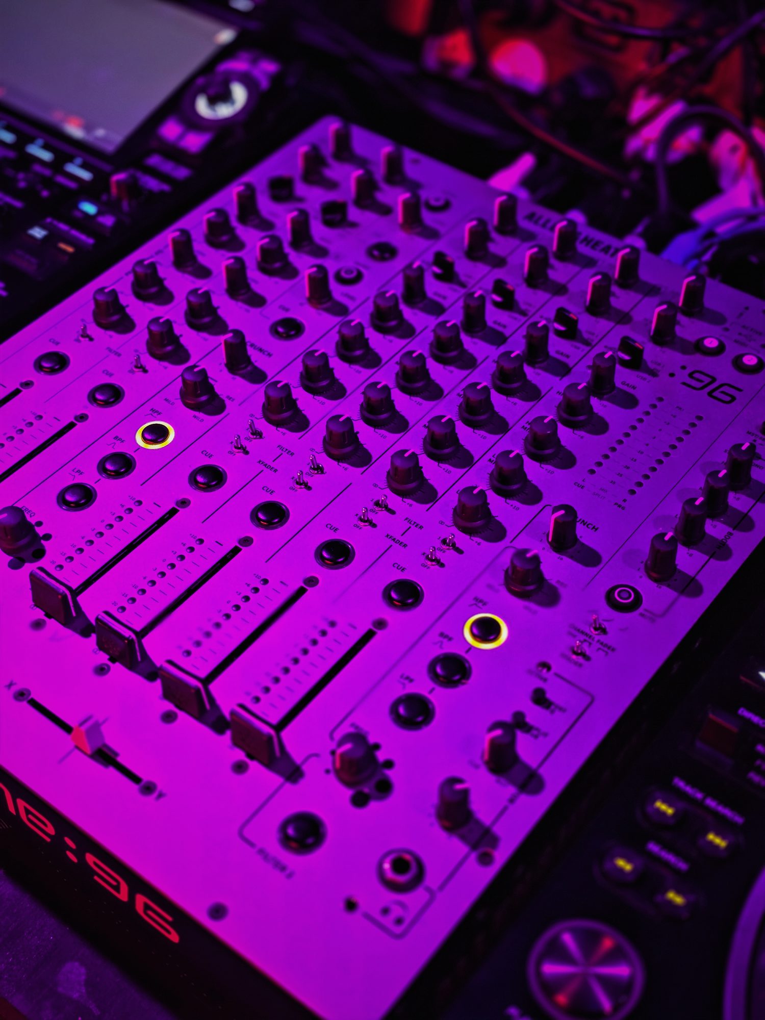 Faders, purple wash, somewhere past midnight.