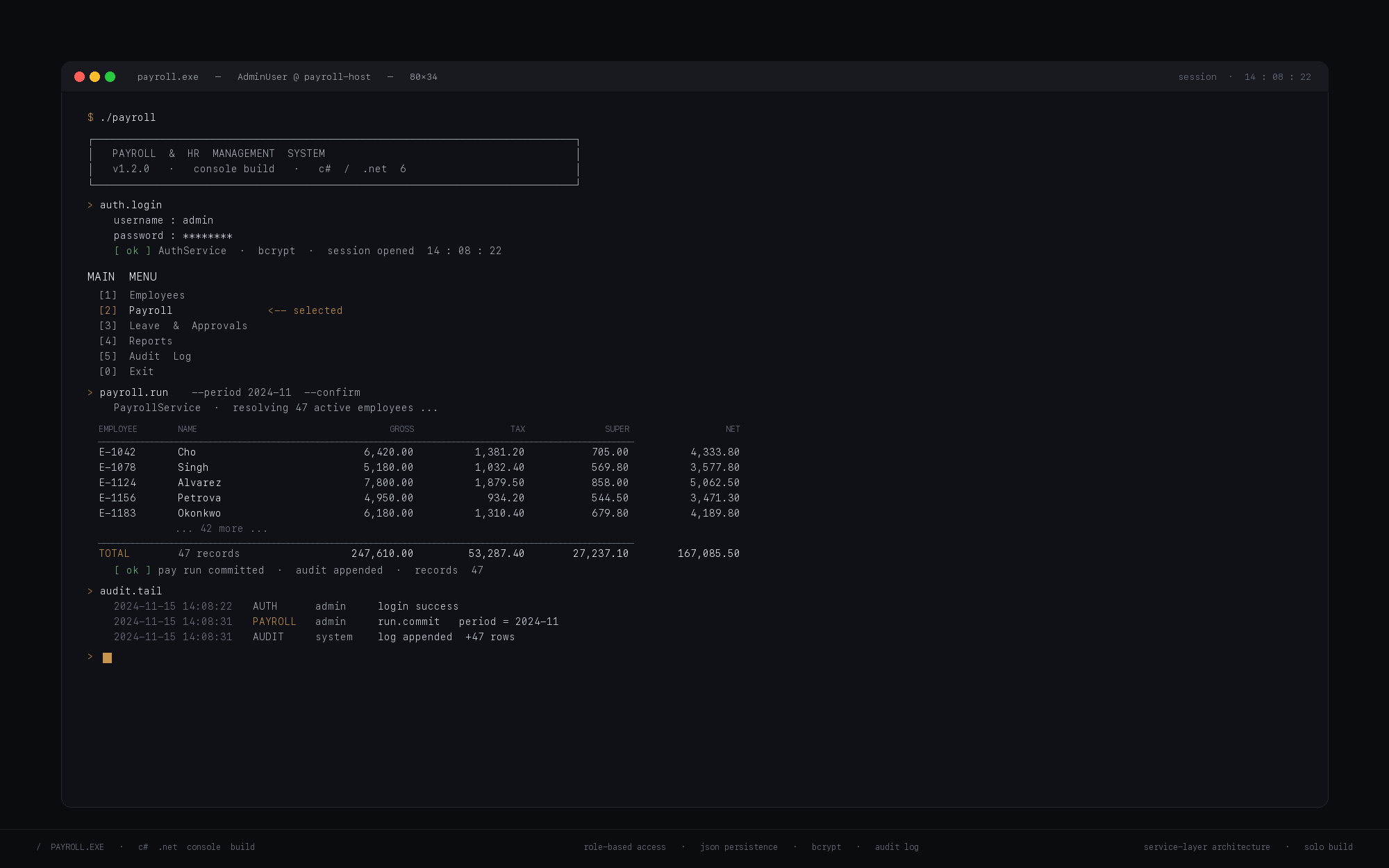 Console Payroll & HR System